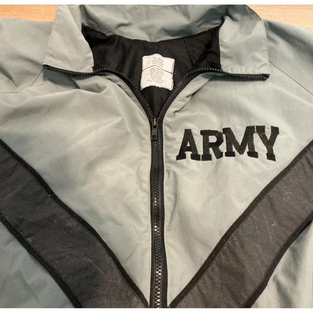 Vintage Army 1990s Windbreaker Jacket Gray Reflective Full zip Size Large